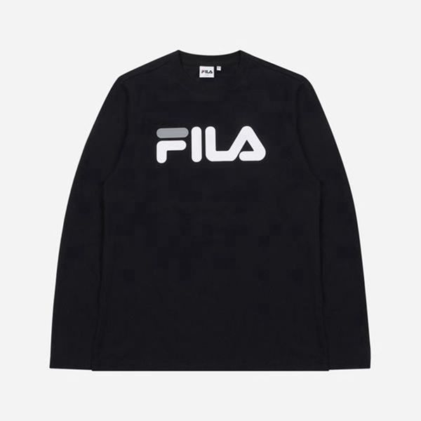 Fila Tričká Damske Čierne - Linear Logo L/S Vypredaj - Slovakia 21758-WPSX